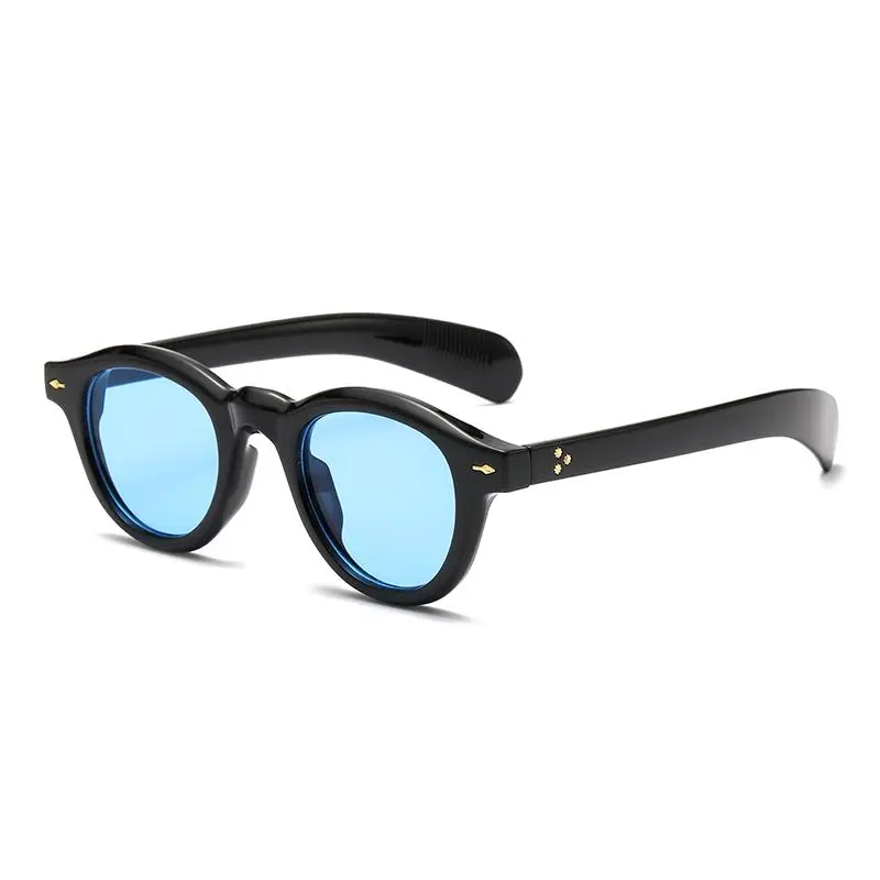 Oval Vintage Sunglasses with Leopard Animal Print Frame, Stylish Rivet Accents for Men and Women, Black, All Over Print, Everyday