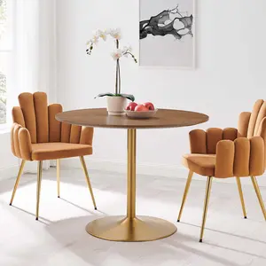 Modway Amuse 40" Dining Table in Gold Walnut