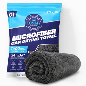Car Drying Towels Extra Large Super Absorbent - Professional Grade 1400 GSM 24"x36" Microfiber Twisted Loop Design Is The Perfect Choice When You Want A Safe Scratch Free And Streak Free Finish