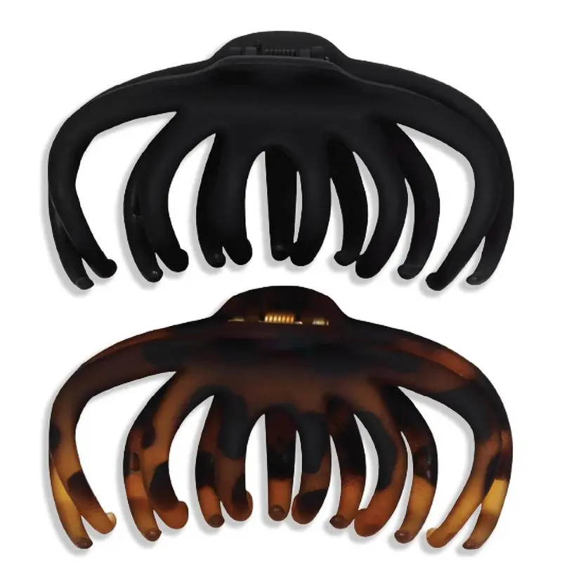 Octopus Claw Hair Clips for Thick Hair, Large Non-Slip Strong Grip Hair Clips, Durable Recycled Plastic, Women & Teen Girls Gift, 2PCS Black & Tortoise