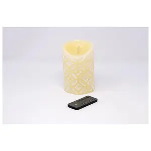 Luminara 5" Medallion Embossed Flameless Candle with Remote