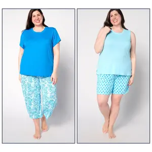 MUK LUKS Tall Cloud Knit Short, Capri, Tee, & Tank PJ Set
