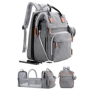 Diaper Bag Backpack with Changing Station Large Capacity Multifunctional Baby Nappy Bag Organizer for Travel Outdoor Gray
