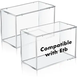 2 Pcs Acrylic Case Booster Box 5mm Thick Acrylic Card Display Protective Case Stackable Closure Gifts for Collectors with Lid