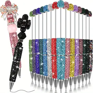 22pcs Glitter Beadable Pen Kits-10pcs Full Rhinestone Beadable Pen 12pcs Black Refills DIY Beaded Shiny Fancy Pens for Beads Cute Journalling Bling Ballpoint Pens Back to School DIY Gifts Trendy Stuff for Teacher