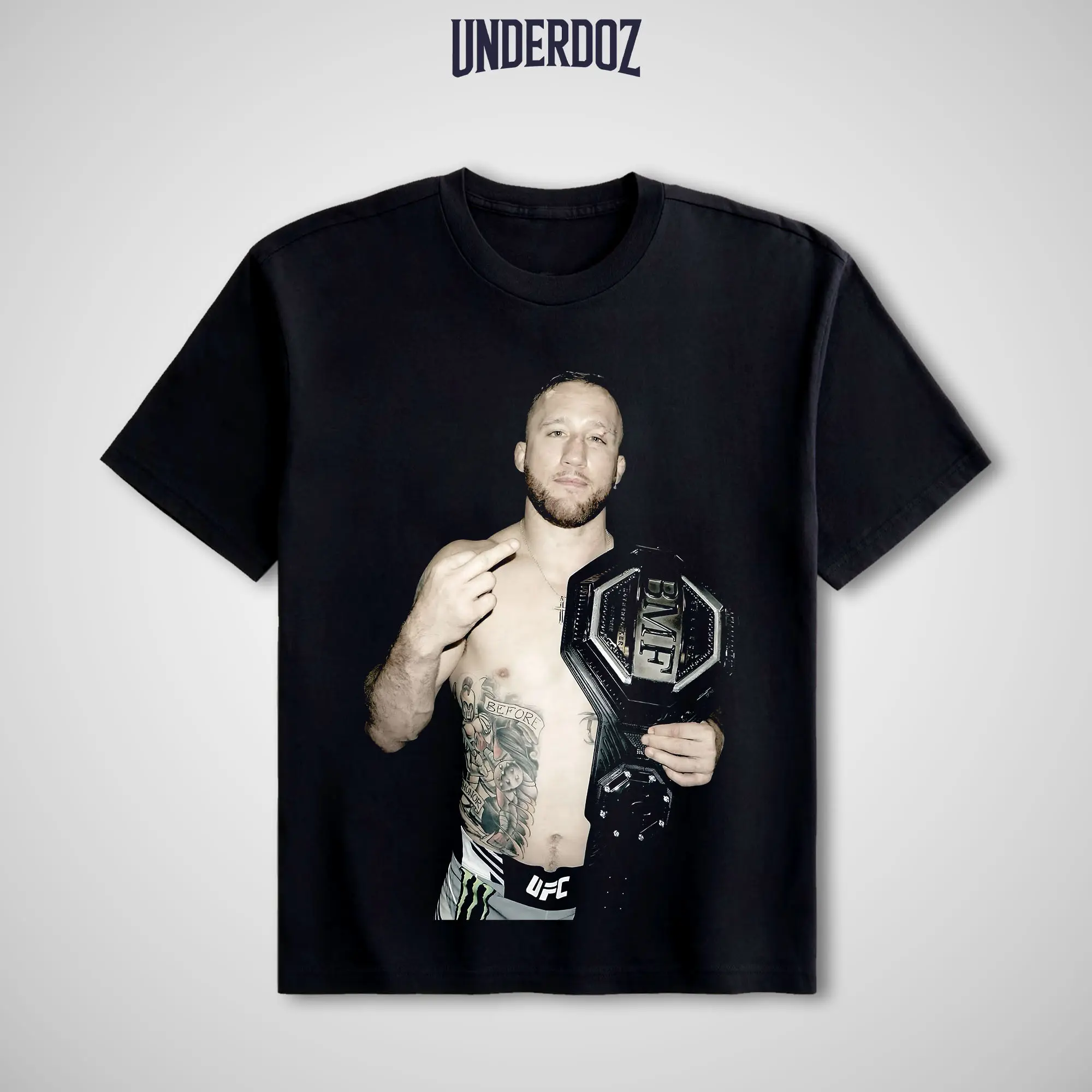 UFC Men's Justin Gaethje Graphic T-Shirt - Sporty Chic MMA Short-Sleeve Top in 100% Cotton, Soft Unisex-Fit Crew Neck, Silky Softness, Graphic Tees, Round Neck, Fitted Cut, Graphic Print