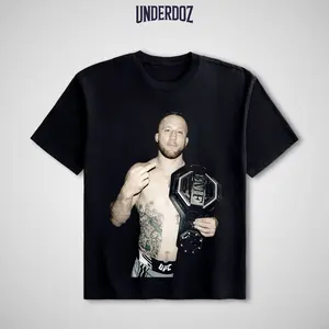 UFC Justin Gaethje Unisex Cotton Graphic T-Shirt - Men's Graphic Tees, Short-Sleeve Menswear Casual Streetwear Top, MMA Sports Apparel, Gift for Him/Her