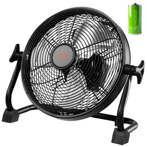 VEVOR 10 inch Rechargeable Battery Operated Camping Floor, High Velocity Portable Outdoor Fan with Metal Frame, Copper Brushless Motor, 360-degree Manual Rotation,for Fishing,Traveling, Picnicking