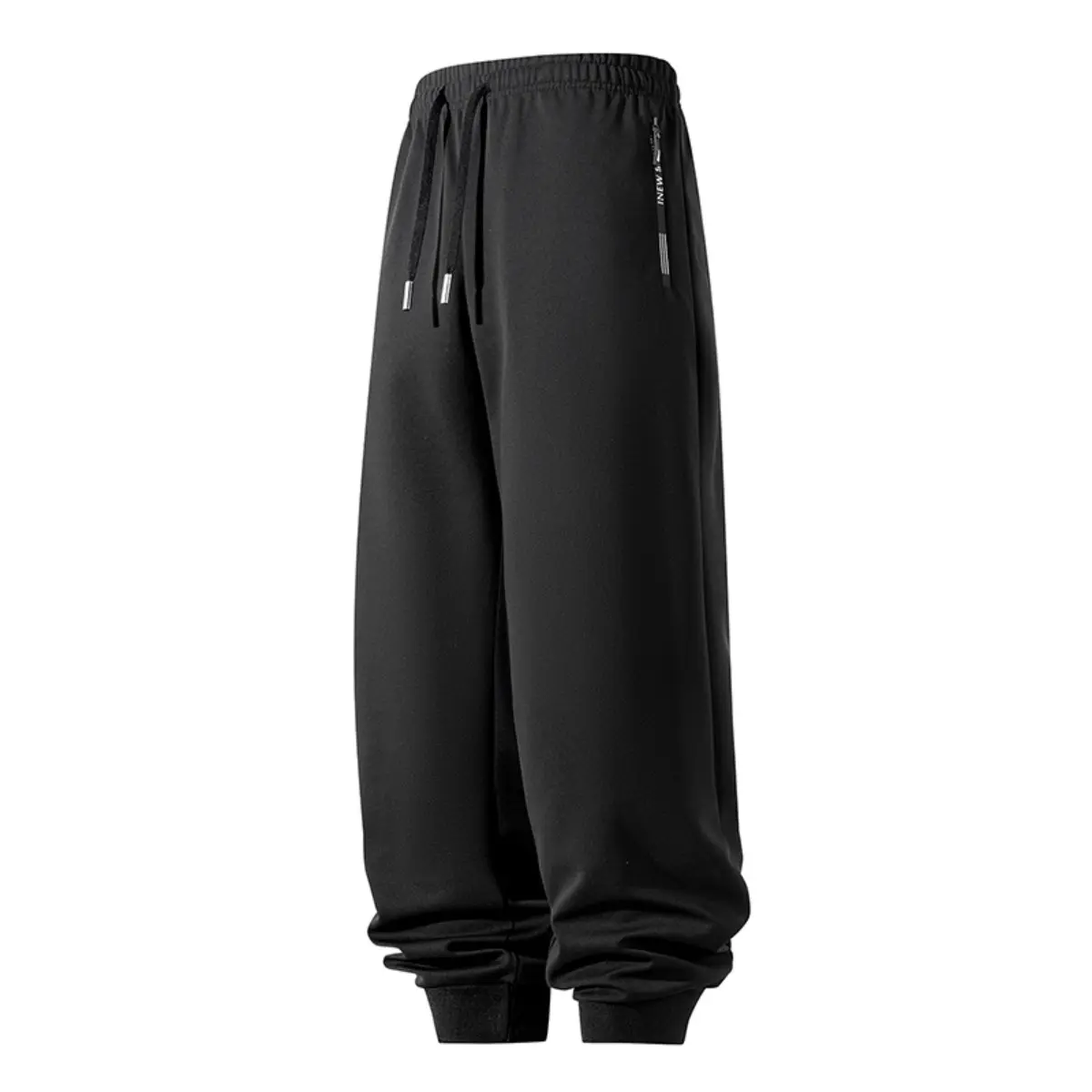 Men's Solid Color Polyester Casual Jogger Pants - Adjustable Drawstring Waistband, Zip Side Pockets, Regular Fit, Comfi Multi-Size Mix-and-Match Contemporary Pants for Everyday Wear, Street Style, Contemporary Men's Pants, Form-Fit Men's Pants