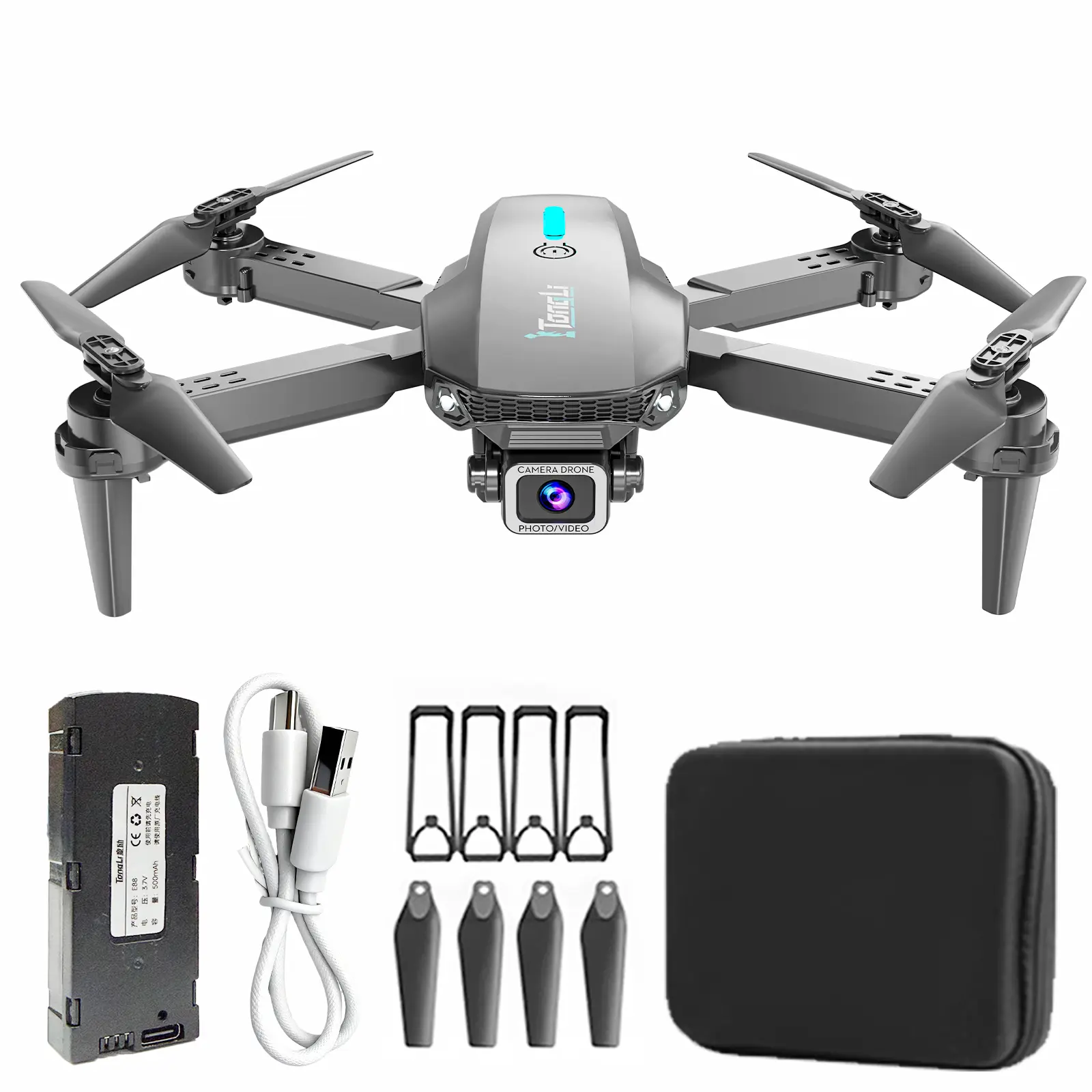 TongLi Foldable HD Cameras RC Drone - 4-Wing Quadcopter with Anti-Stuck Circuit Board, Brand Decal Design, 1-Key Start, Headless Mode, Ideal Birthday & Christmas Gift