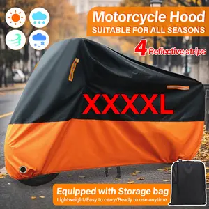 210D 4XL Outdoor Waterproof Motorcycle Cover with Reflective Strip Universal Large Motorcycle Protective Cover Sunshade Suitable for Yamaha Tram