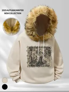 Heavyweight Parka Sweatshirt with Fur Collar, Winter Warm Streetwear, Oversized Thickened Insulation, Ideal for Extreme Cold Weather