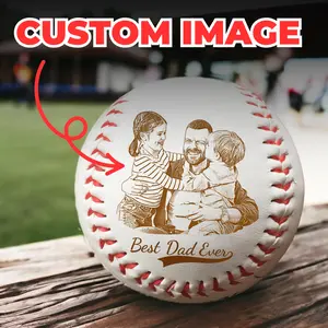 Custom Father's Day Gifts for Dad - Engrave Your Favorite Photo on Baseball, Dad Photo on Baseball