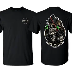 G.O.O.N Skull Operator – Side Action Tactical Death Soldier Tee, Patriotic Military Graphic Tee, Perfect Gift for Veterans and Soldiers, Unisex Cotton Short Sleeve Shirt for Daily Wear, Outdoor Activities & Casual Street Style