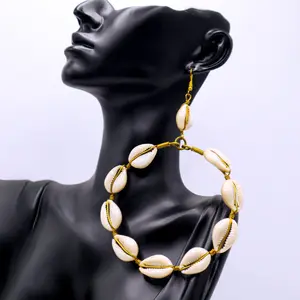 African-Inspired Cowrie Shell Earrings - Brass Wire Crafted Statement Earrings for All Occasions