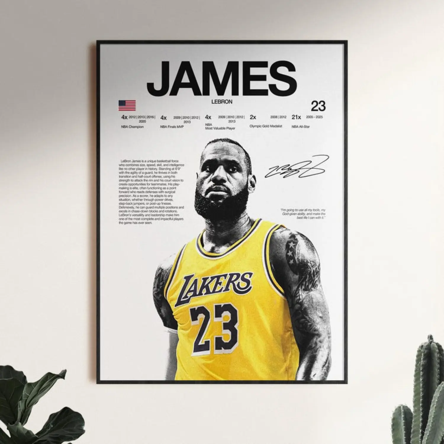 LeBron Printed Poster - Artistic Minimalist Sports Wall Art, Home Decor Decoration for Room, Ideal Gift