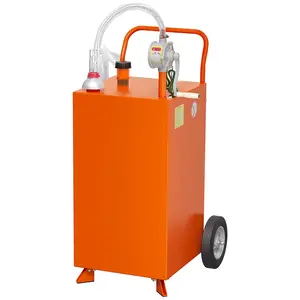 40 gal Fuel Caddy,Fuel Storage Tank with Manual Transfer Pump,Gasoline Diesel Fuel Container for Cars,Lawn Mowers,ATVs,Boats,More,Orange