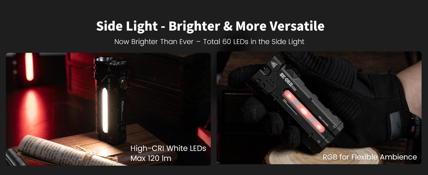 LOOPGEAR SK05 PRO 2 EDC Flashlight, 5000LM LED Flashlight – Spot + Flood + RGB + High CRI + Power Bank, IP68 Magnetic, Replaceable Batteries