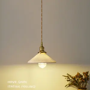 Brass Ceramic Pendant Light, Nordic Simple Milk Ceiling Lamp, E26/e27 Socket, Suitable for Kitchen Living Room Bedroom