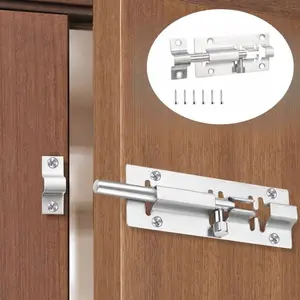 Stainless Steel Barrel Bolt Lock Set, Heavy-Duty Thickened Sliding Door Lock with Mounting Screws, Suitable for Cabinets/Closets/Sheds/Garages, Home & Commercial Security Latch, Durable Door Bolt Latch, Anti-Theft Door Lock Catch, DIY Hardware Installatio