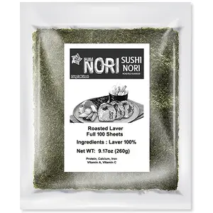 Kimnori Organic Sushi Nori (100 Sheets) - Freshly Roasted Seaweed for Gimbap & Sushi Rolls - Keto, Vegan, Gluten-Free Snack - Made in USA