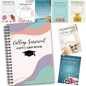 College Gift Card Book 7 x 5 Inch Graduation Gift Card Book 2026 College Survival Booklet Organizer Leaving Home High University School Birthday Care Package Cash Holder(Pastel)