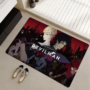 Crybaby   Anime Devilman Crybaby Floor Mat Non-Slip Soft Flannel Thickened Rug Indoor Door Mat, Ultra Soft Absorbent Wear-Resistant Floor Mat for Living Room Hallway Entryway Front Door Porch, Durable Non-Skid Home Decoration Mat for Indoor Daily Use