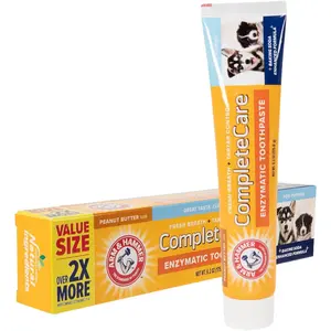 Arm & Hammer Enzymatic Dog Toothpaste - Peanut Butter Flavored Toothpaste - Baking Soda Infused Toothpaste - Complete Canine Oral Care for Fresh Breath & Dental Wellness - Doggie Toothpaste - 6.2 Oz Fetch for Pets