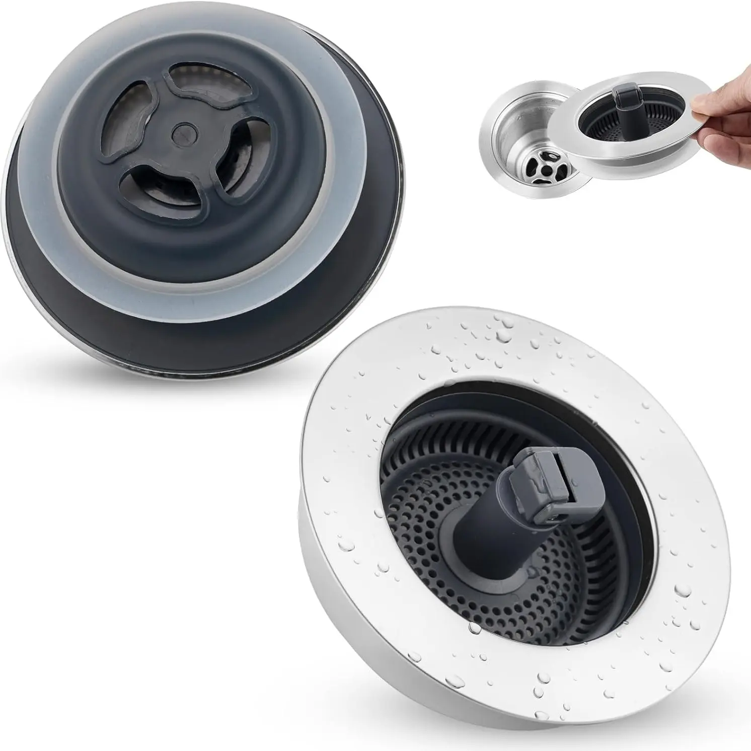 2 Pack plastic（ABS） with 1 Strainer-Chrome