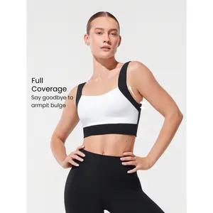 GLOWMODE FeatherFit™ Flow Down Buttery-Soft Sweat-Wicking Stretchy Full Coverage Removable Cups Sweetheart Neckline Two-Tone Sports Bra Yoga Pilates Studio Daily Casual Wear