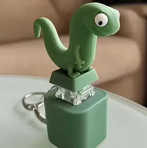 Cute Green Lizard Fidget Button, Sound & Light Up Stress Relief Keychain