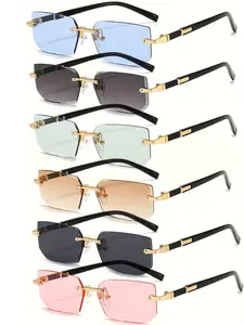 2k Unisex Frameless Sunglasses for Beach and Driving, Trendy Summer Fashion Accessories for Streetwear Style