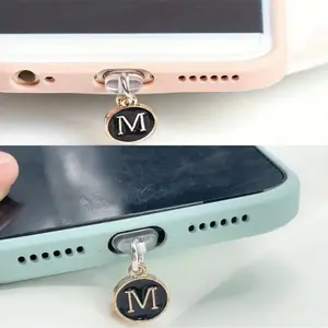 Creative Letter Design Dust Plug Phone Charm, 2 Counts Aluminum Alloy Phone Charge Port Anti Dust Plug, Fashion Durable Mobile Phone Decoration Accessories for Women & Girls, Cellphone, Phone Lanyard