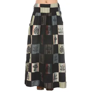 Women's Maxi Patchwork Skirt - Boho Hippie Design, Flowy Festival Skirt, Comfortable and Casual - Womenswear, Bottom
