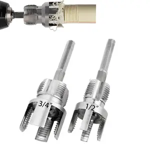 PVC Pipe Threader Kit 1/2" 3/4" NPT, Dual Internal & External Pipe Threading Tool, Premium Carbon Steel Tapping Tool for PVC PPR MPP Pipes, Drill Compatible Easy Repair Plumbing Tool Set