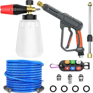 Washer  with  Cannon & 50ft Power Washer Hose, 3600PSI  Washing Kit with 15" Extension Wand & 7 Nozzle Tips, 3/8'' Quick Connector & M22 15mm/14mm Fittings