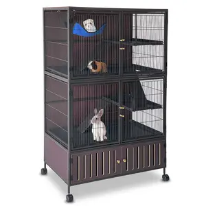 Spacious 5-Tier Metal Small Animal Cage with Wheels - Multi-Level Habitat for Ferret, Chinchilla, Guinea Pig, Rat, Rabbit, Sugar Glider - Lockable Doors, Removable Ramps & Trays, Hammock - Indoor Pet Enclosure