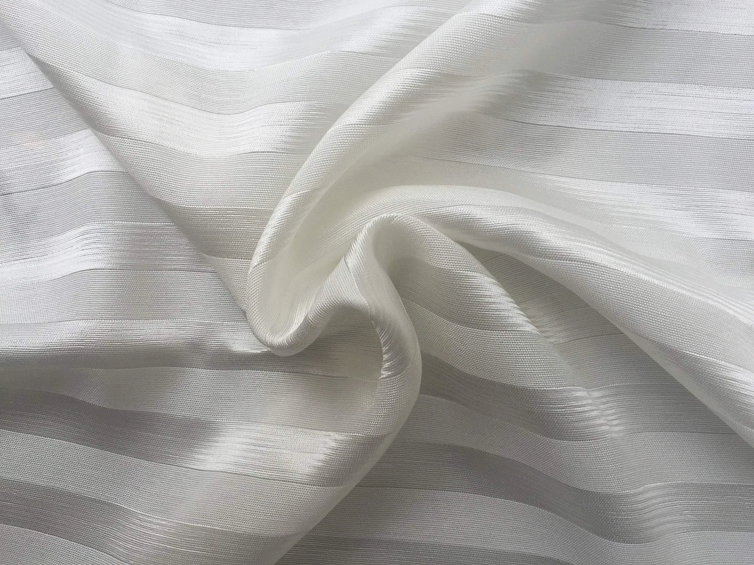 58" PFD Lyocell Tencel & Satin Blend White and Gray Striped Light Weight Woven Fabric By the Yard