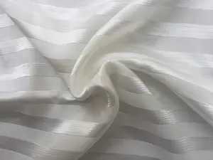 58" PFD Lyocell Tencel & Satin Blend White and Gray Striped Light Weight Woven Fabric By the Yard