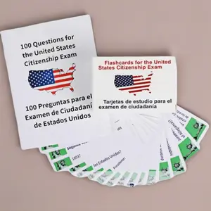 Be Ready for your 2026 Citizenship Interview English/Spanish 128 Flash Cards + Bonus Study Guide Bilingual Coverage Portable Design USCIS Official Exam Outline