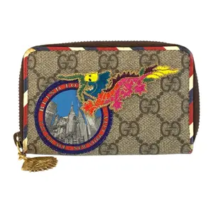 Pre-owned GUCCI Canvas Small Leather Goods Courier GG Supreme Coin Case