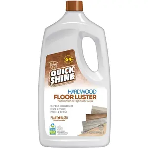 QUICK SHINE 64 oz. Hardwood Floor Polish, Safer Choice Certified Hardwood Floor Cleaner, Plant-Based Carnauba Wax Polish, Safe for Kids and Pets, Dries in 15 Minutes, No Harsh Chemicals, For High-Traffic Areas.