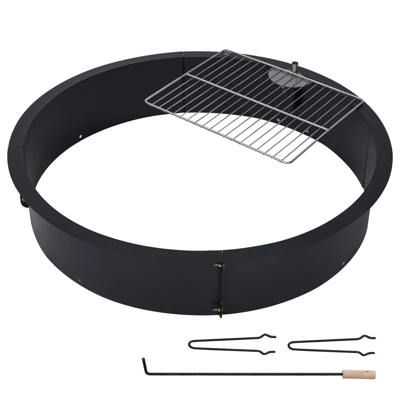 36 Inch Inner Fire Pit Ring for Outside Wood Burning, 36 Inch Outer Round DIY Outdoor Fire Pit Liner Ring, 2.5mm Solid Metal Steel for Backyard, Camping, Bonfire