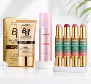 3PCS Beauty Essentials Set – Golden Snail SPF50 BB Cream, Waterproof Matte Setting Spray & Butter Blush Stick | Full Coverage Concealer, Long-Lasting Makeup, Hydrating, Oil Control, Natural Glow Finish, Perfect Gift for Women