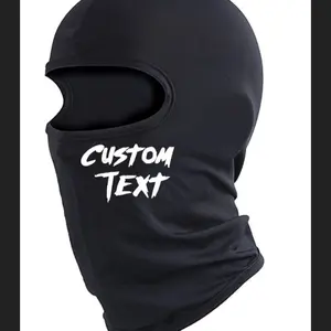 Custom text ski mask balaclava, black premium lightweight