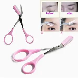 Stainless Steel Eyebrow Trimmer Scissor with Comb for Hair Removal and Grooming - Versatile Makeup Tool for Lady and Men Blend Durable Cosmetic