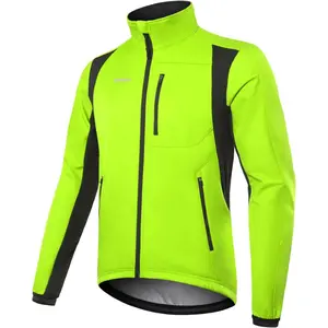 Winter Cycling Jacket for Men with 6 Pockets Windproof Thermal Softshell Bike Jacket Running Windbreaker