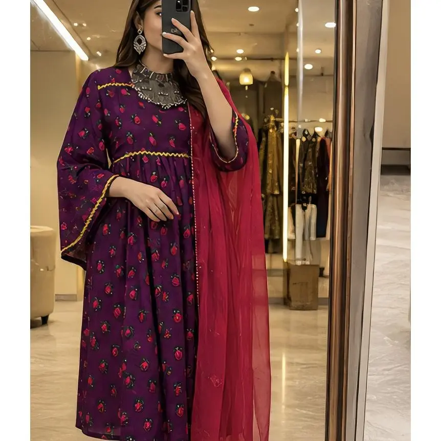 Zareen Boutique Afghan Traditional Dress Gol Negar Fabric Medium Size Beautiful Design for USA Shipping