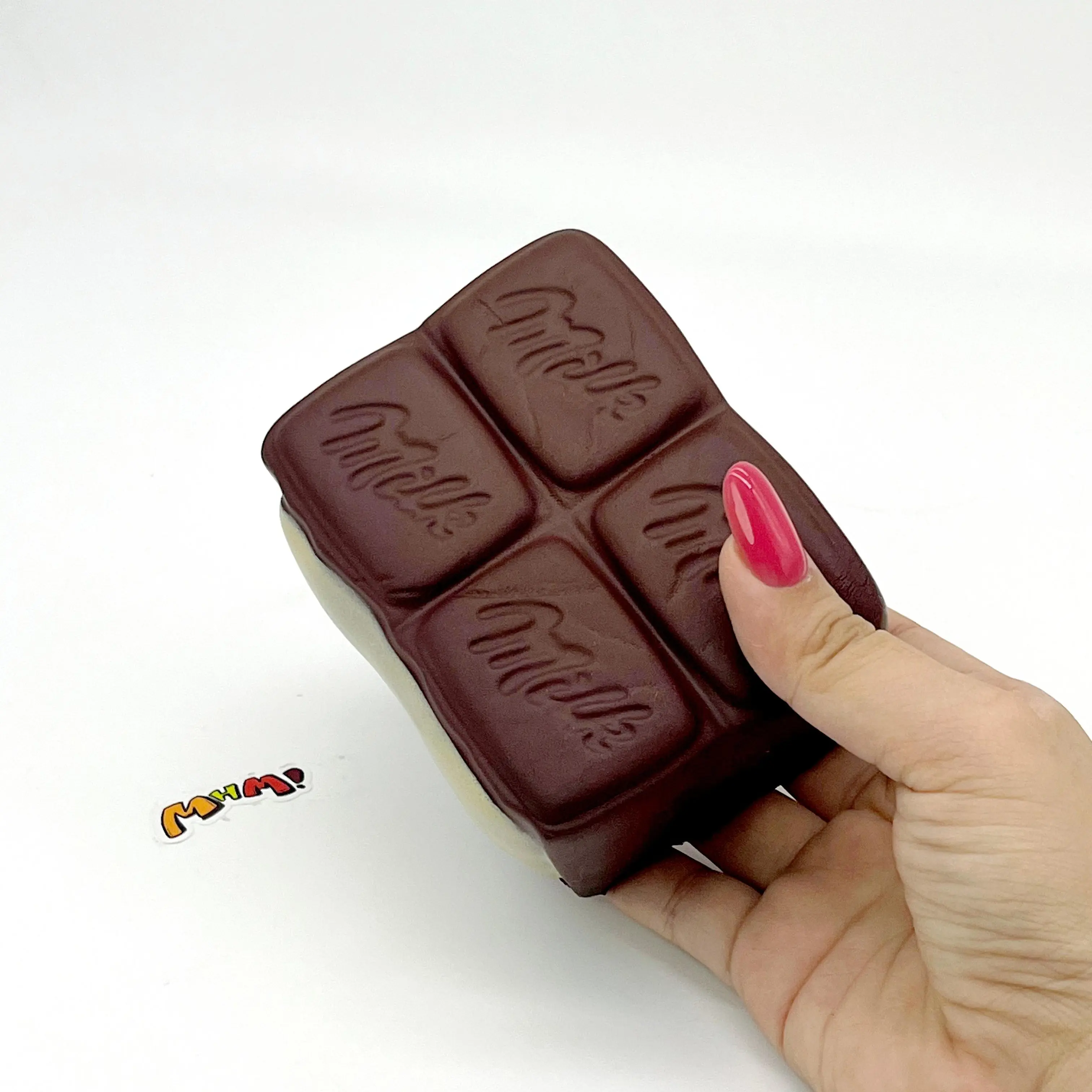 MHM Milk Chocolate Bar Slow Rising Squishy Toy, Soft Food-Themed Sensory Fidget Toy with Sticky Texture, Cute Kawaii Gift