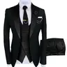Men's 3-Piece Bundled Suit Set - Double Breasted Blazer, Vest & Pants, Formal Wear for Weddings, Business Formal All-Black Classic Suit with Pocket, Business Formal Men's Suits